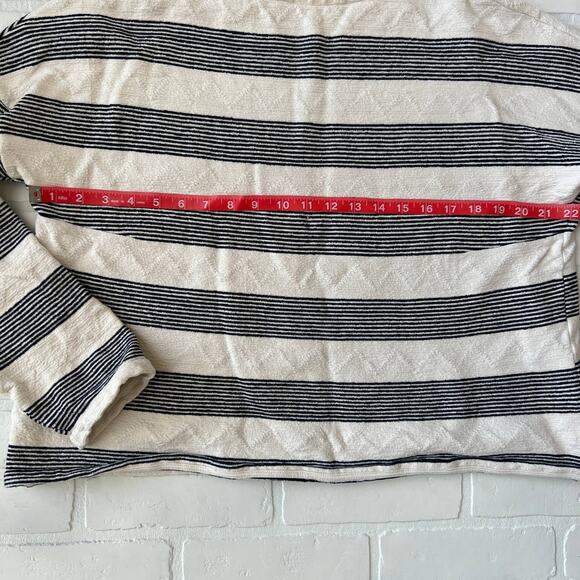 Anthropologie Eri + Ali Crop Stripe Cotton/Spandex Knit Long Sleeve Top-sz L - Picture 5 of 6